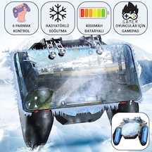 Polham 6 Parmak Kontrollü Radyatörlü Soğutmalı 4000mah Bataryalı Profesyonel Oyun Gamepadi Pubg, Cod, Free Fire Ve Tüm Mobil Oyunlar İçin