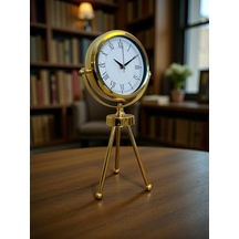 Saray Zarafeti Gold Tripod Üç Ayaklı Metal Masa Saati Kırmızı - Kahverengi