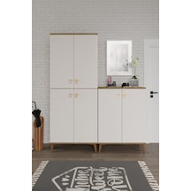 Simple Sp6190 Ayakkabılık 6 Kapaklı Mutfak Dolabı Balkon Dolabı Kiler Banyo Dolabı Çok Amaçlı Dolap Ekru Ceviz