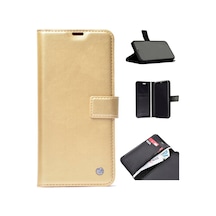 Apple Uyumlu iPhone Ekılıf 6 Plus Kılıf 360 Full Koruma Kapakli Kartlikli Kart Bölmeli Cüzdan Kilif Gold