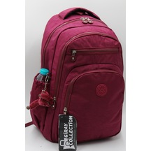 Krinkıl Kumaş Su Geçirmez Unisex Okul Sırt Çantası 1800 Bordo