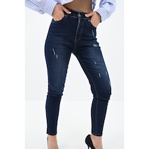 Kadın Yüksek Bel Lacivert Jean Pantolon 6178-23 001