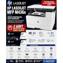 Hp Laserjet Mfp M436n W7u01a A3 Mono Lazer Yazıcı Tarayıcı Fotokopi Ethernet Usb 23ppm + 2 Adet  Toner
