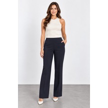 Bihan Store Kadın Beli Lastikli İspanyol Paça Pantolon W27-1592 - Siyah