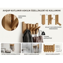 Doğal Ahşap Vestiyer Ahşap Askılık Piano Askılık 4 Lü Meşe