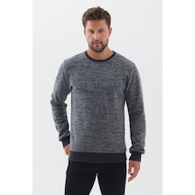 Mmetalic Erkek Bisiklet Yaka Pamuklu Basic Regular Fit Sweatshirt Gri