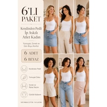 Loule Kadın 6'lı İp Askılı Pedli Atlet Beyaz %95 Pamuk