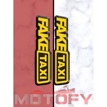Fake Taxı Tasarımlı Ön Maşa 3d Kabartmalı 2'li Damla Sticker 9x2 Cm