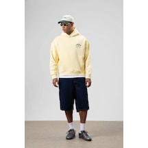 Vamos Oversize Yıkamalı Boxy Fit Kapüşonlu Sweatshirt Sarı