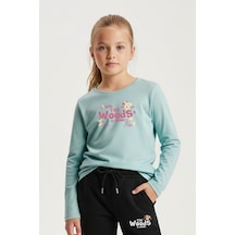 Fyk Kids Sıfır Yaka Woods Baskılı Kız Çocuk Alt-üst Takım Mint