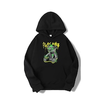 Brz Collection Unisex Oversize Play More Hoodie-siyah Siyah