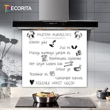 Decorita Beyaz Mutfak Kuralları | Cam Ocak Arkası | 52cm x 60cm