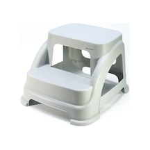 İki Basamaklı Kaymaz Tabure - 120 Kg Taşıma Kapasiteli - Basamaklı Tabure - Sert Plastik Gri Belirtilmemiş