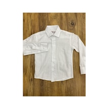 Çlm Store Beyaz Erkek Çocuk Katlama Kol Keten Gömlek Beyaz Beyaz