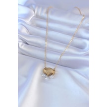 Forwhat Zarif Kadın İçin Golden Çelik Lotus Zirkonlu Kolye Metalik