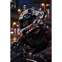 Sway 869 Beast Ece 22.06 Çift Vizör Spoiler Full Face Motosiklet Kask
