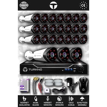 Turkno 24 Kameralı Galia 24 Dış Kamera Set HDD'siz Full HD Gece Görüşlü Güvenlik Kamerası Sistemi