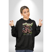 Bugün Değil Kadın Erkek Siyah Kapüşonlu Sweatshirt Hoodie Siyah