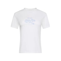 Calvin Klein Ss Classıc Handwrıtı, Yaf Beyaz Kadın T-shirt