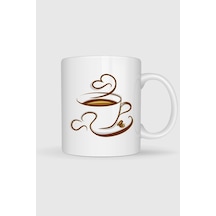 Kahve Cappuccino Espresso Çay Kafe Tasarımlı Kupa Bardak Beyaz