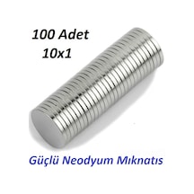 100 Adet Çap 10Mm X Kalınlık 1Mm Yuvarlak Güçlü Neodyum Mıknatıs