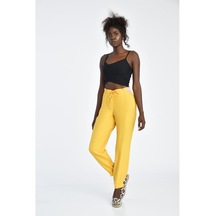 Bağcıklı Belden Ve Bilekten Lastikli Sarı Kadın Pantolon