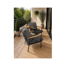 Bahçe Balkon Mobilyası Çay Seti 1+1 Sehpasız Gri Gri