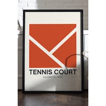 Tenis Kortu Siyah Ahşap Çerçeveli Poster, Dekoratif Spor Duvar Tablosu