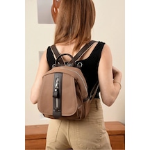 Just Polo Kadın Orta Boy Ayarlanabilir Askılı Şık Lakost Sırt Çantası Shopper Vizon - Kahverengi