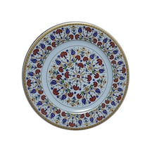 Armada Çini Prt 34 25 Cm Sarı Altın Yaldızlı Lale Karanfil Desenl