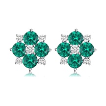 Brezza Lusso Jewelry Zümrüt Taşlı Elegant Stylish Night Kadın Gümüş Küpe