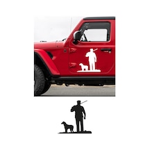 Avcı Ve Köpeği Sticker, Oto Sticker,off Road Sticker 13x13 Cm