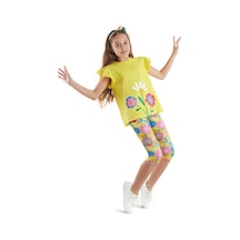 Mshb&g Sarı Çiçekli Kız Çocuk T-shirt Tayt Takım