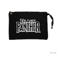 Zepplin Giyim Black Panther Logo Siyah Clutch Astarlı Cüzdan / El Çantası