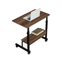 Sekizincicaddedizayn Yükseklik Ayarlı Raflı Laptop Sehpası - Ceviz (Tekerli) Ceviz