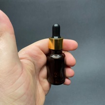 Amber Cam Damlalıklı Şişe Gold Metalik Kapak  15 ML