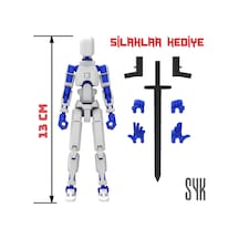 Robot 13 Dummy Beyaz Mavi Tüm Eklemleri Hareketli Aksiyon Figürü Oyuncak
