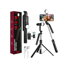 R16x 170cm Selfie Stick Led Işıklı Bluetooth Uzaktan Kumandalı 360 Derece Kullanım Tutma Kollu Telefon Ve Kamera Uyumlu Tripod Özçekim Çubuğu