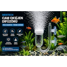 Cam Akvaryum Oksijen Difüzörü Vantuzlu Hava Taşı Nano Air Stone İnce Kabarcık Üreten Balık Tankı O2 Difüzörü