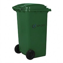 120 Litre Yeşil Plastik Çöp Konteyneri Tekerlekli Kapaklı Hey Çelik Pk-120