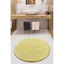 Havaı Limon 90X90 Cm Klozet Takımı, Banyo Paspas Seti Halısı