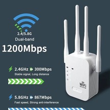 1200 Mbps Wifi Tekrarlayıcı Kablosuz Genişletici Wifi Güçlendirici 5g 2.4g Çift 300mbps 4 Antenna Bize Fiş