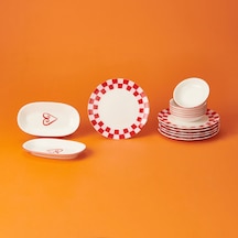 Kitchen Love 14 Parça Kahvaltı Takımı - Pembe / Beyaz Çok Renkli