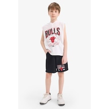 DeFacto Erkek Çocuk NBA Chicago Bulls 2'li Takım Kapüşonlu Kolsuz Tişört Beli Lastikli Şort E7104A825HSWT34