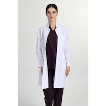 Önlük Kadın Uzun Hakim Yaka Doktor Hemşire Öğretmen Önlüğü Beyaz