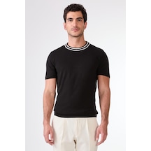 Dufy Erkek Slim Fit Bisiklet Yaka Siyah Triko-25595