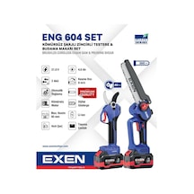 Eng 604 Set, 21v, 2x4ah Çift Akü, Kömürsüz Şarjlı Testere Ve Budama Makas Seti