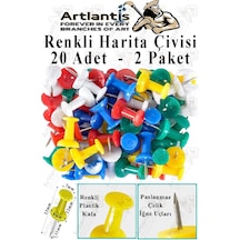 Harita Çivisi Renkli 20 Li 2 Adet Renkli Plastik Mantar Pano Raptiyesi Pano İğnesi Ofis Okul Büro Renkli Harita Çivisi
