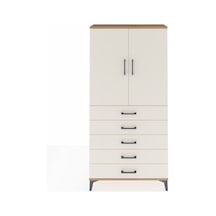 Arges Dolap 3 Raflı 5 Çekmeceli 2 Kapaklı 88x30x182 Çam-aytaşı Çam