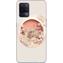 Oppo Reno 5 Lite Uyumlu Manzar Retro Yuvarlak Baskılı Silikon Kılıf Renkli